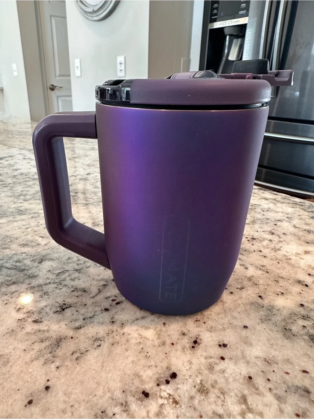 Insulated Travel Mug with Handle - Purple